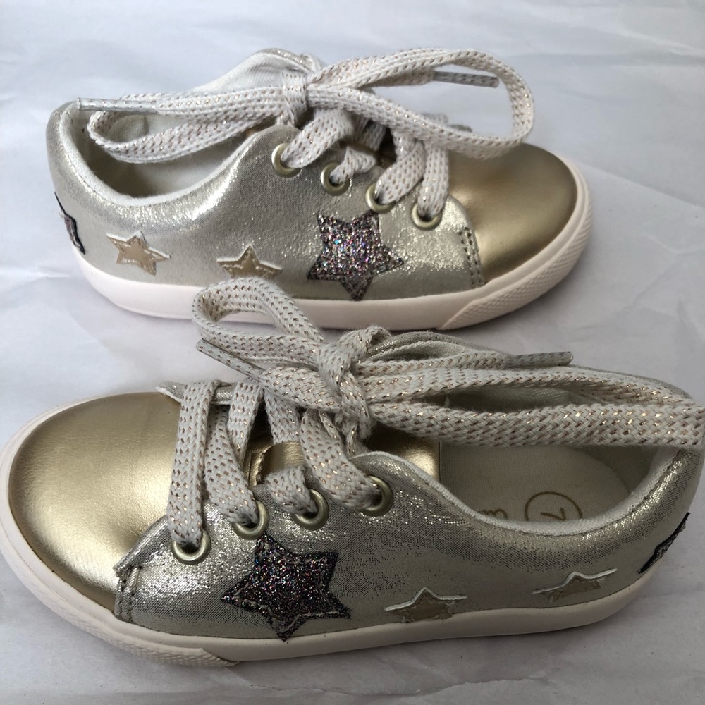 Cat & Jack Toddler Girl Gold and Silver Sneakers